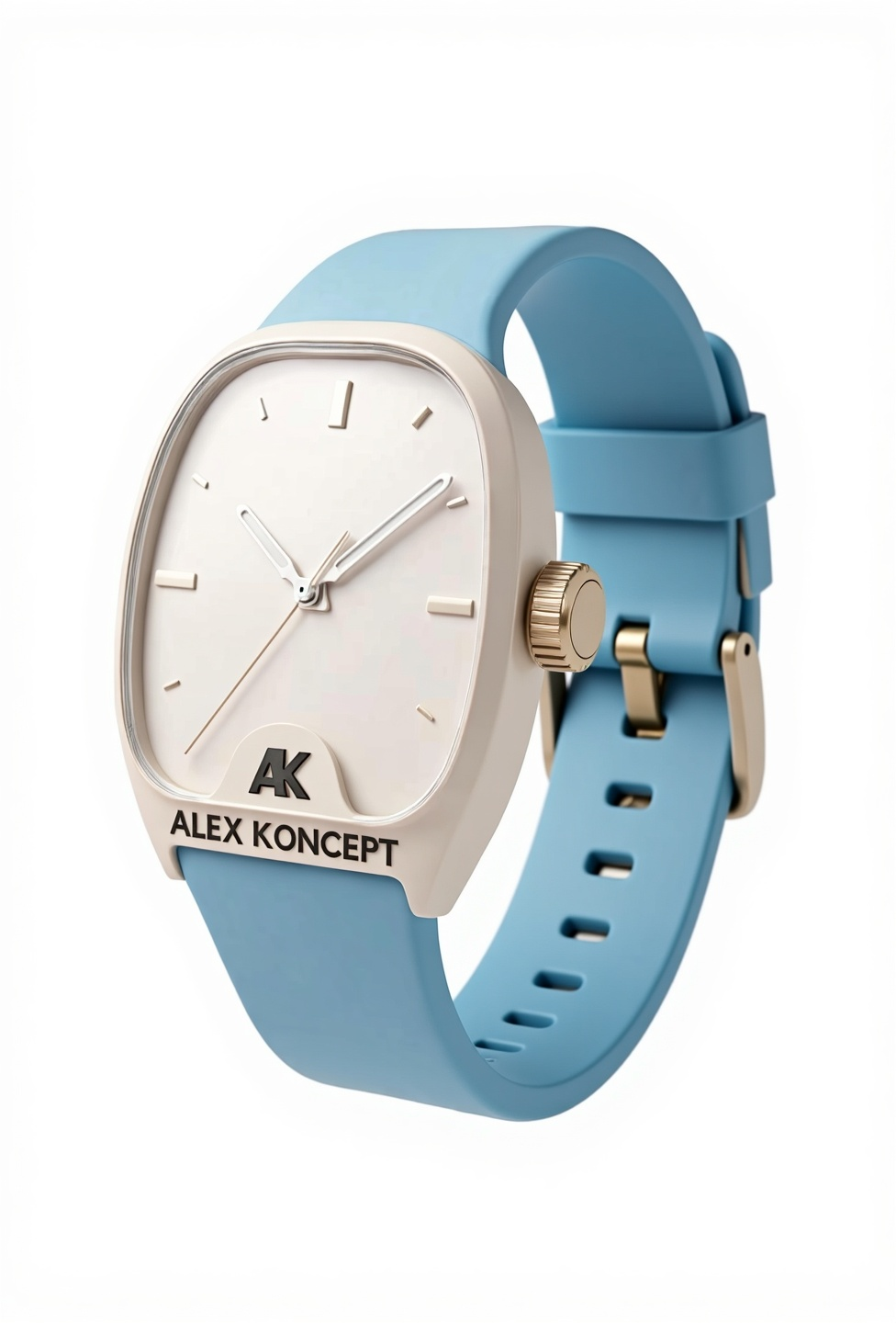 Vue de profil de la montre AK 001, soulignant sa finesse et la couronne en acier.